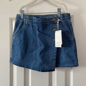 Social Academy Girls Adjustable Waist Medium Wash Wrap Skort Size 10 New
